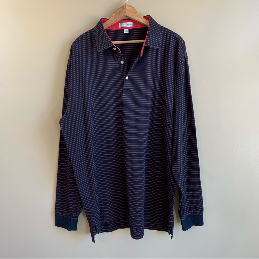 Peter Millar Navy and Red Striped Polo Shirt